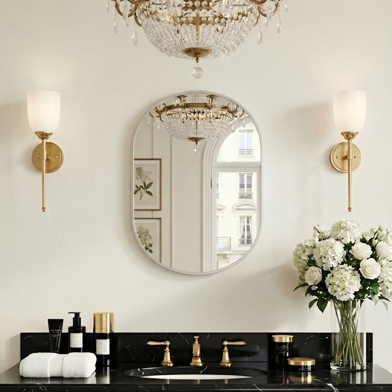 Miroir de salle de bain Onshuntay, 28 po x 20 po, Argent