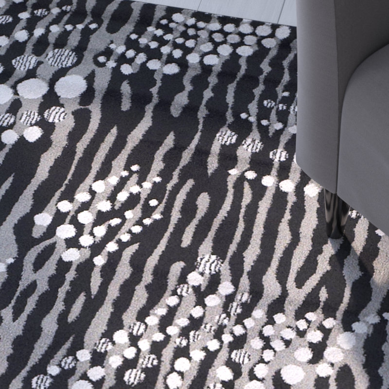 Tapis géométrique noir / gris Carina, Rectangle 8 pi x 10 pi 3 po