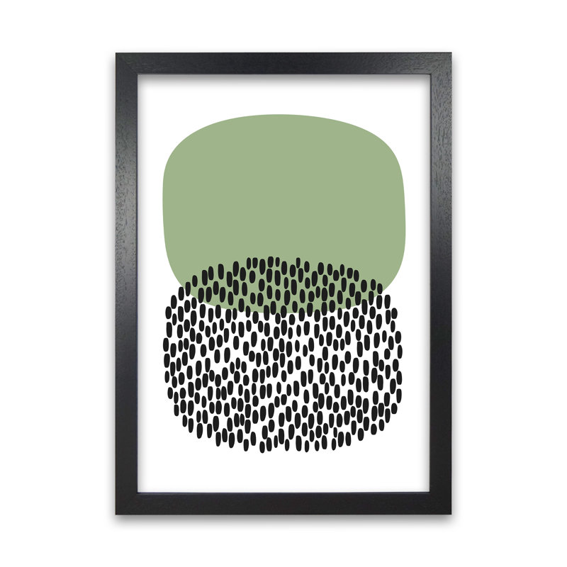 Green And Black Abstract Original - Print, 59cm H x 42cm W x 3cm D, Black Frame