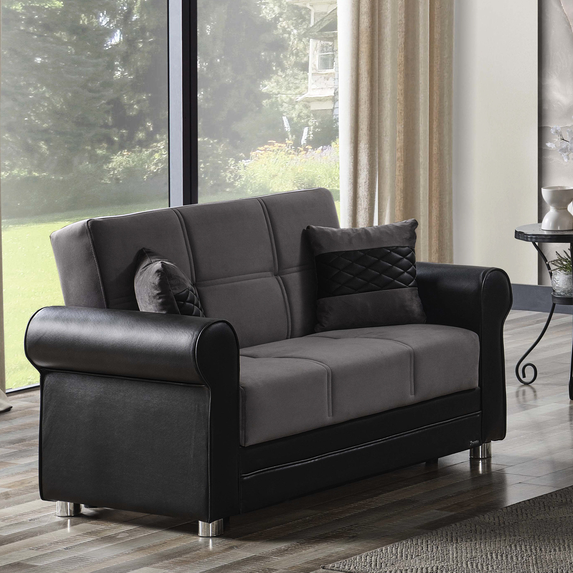Latitude Run® Upholstered With Storage Compartment - , Gray/black Style ...