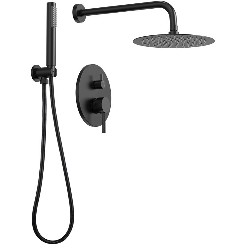  Pressure-Balanced Shower System ,10-Inch Rainfall Shower Faucet with Rough-in Valve, Matte Black