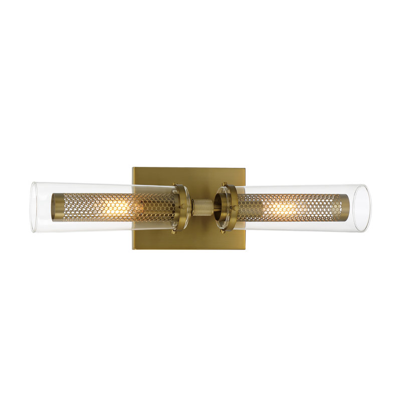 Everly Quinn Ozmo Soft Brass With Clear Vanity Light