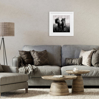 Short Haired Horse Pair Framed Print Under Glass, design by Lars Van de Goor