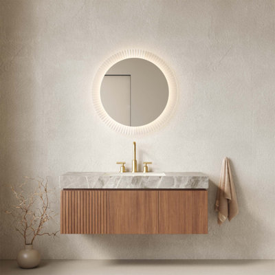 Meuble-lavabo de 48 po avec comptoir en pierre frittée, lavabo en céramique et armoire de rangement en contreplaqué flottant pour salle de bain moderne