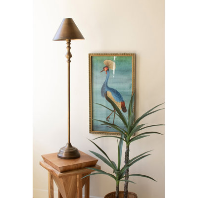 Kalalou Antique Gold Table Lamp with Scalloped Metal Shade- 45"H