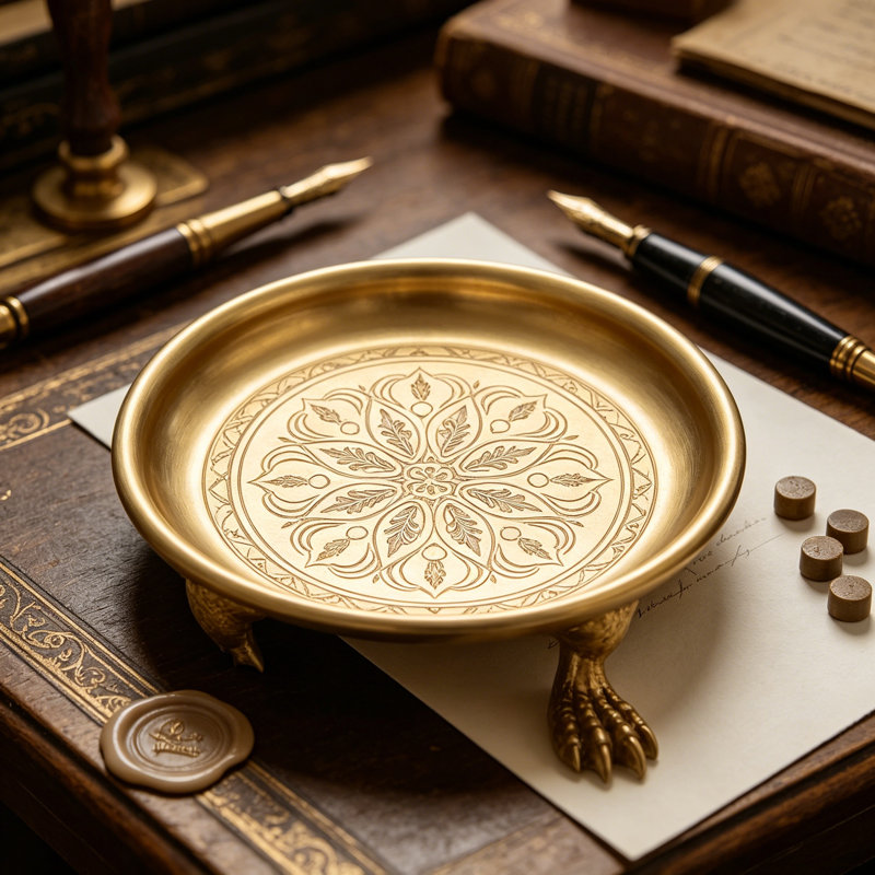 Solid Brass Pedestal Tray With Eagle Claw Feet - Vintage Jewelry Holder, Candle Dish & Decorative Trinket Plate For Vanity, Dresser, Bathroom, And Coffee Table Decor