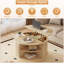 Table basse ronde de 80 cm avec plateau relevable, portes coulissantes cannelées et rangement-2039637604