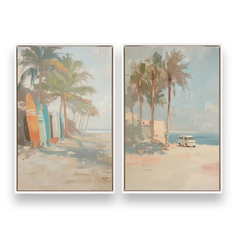 Ensemble de 2 impressions Coastal Escape, 36 po x 24 po, Cadre flottant blanc opaque