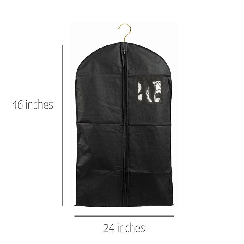 Black Breathable Polypropylene 46'' Travel Garment Bag