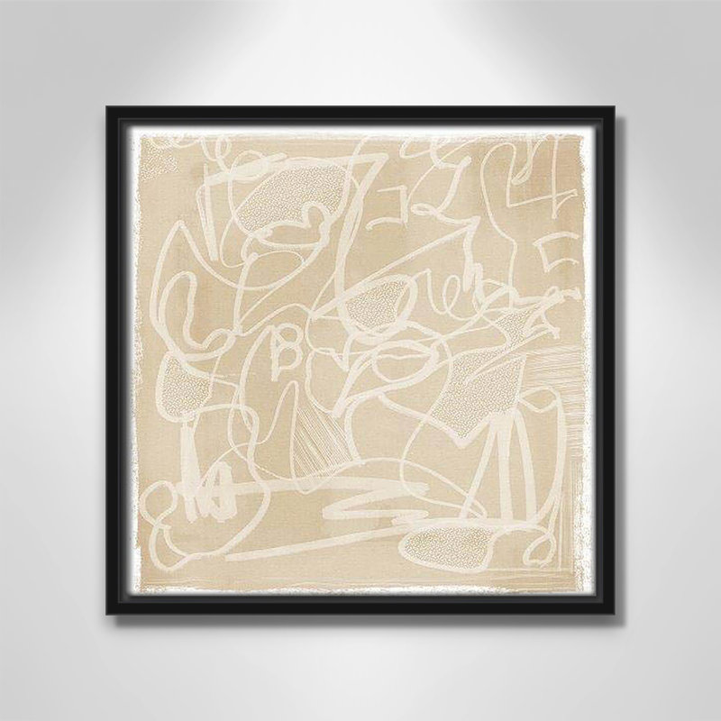 «Scribble Elegance» par Leah Straatsma, Cadre flottant noir, H 13,5 po x l 13,5 po x P 2 po