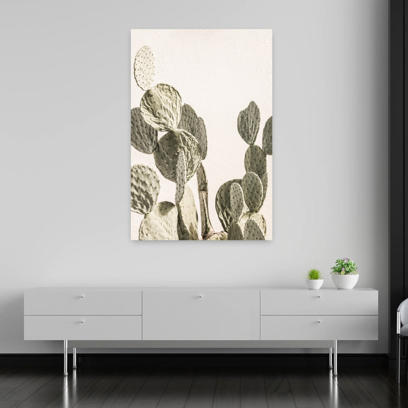 Art contemporain contemporain avec cactus, H 60 po x l 40 po