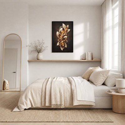 Tableau sur toile à motif abstrait tourbillonnant or et bronze