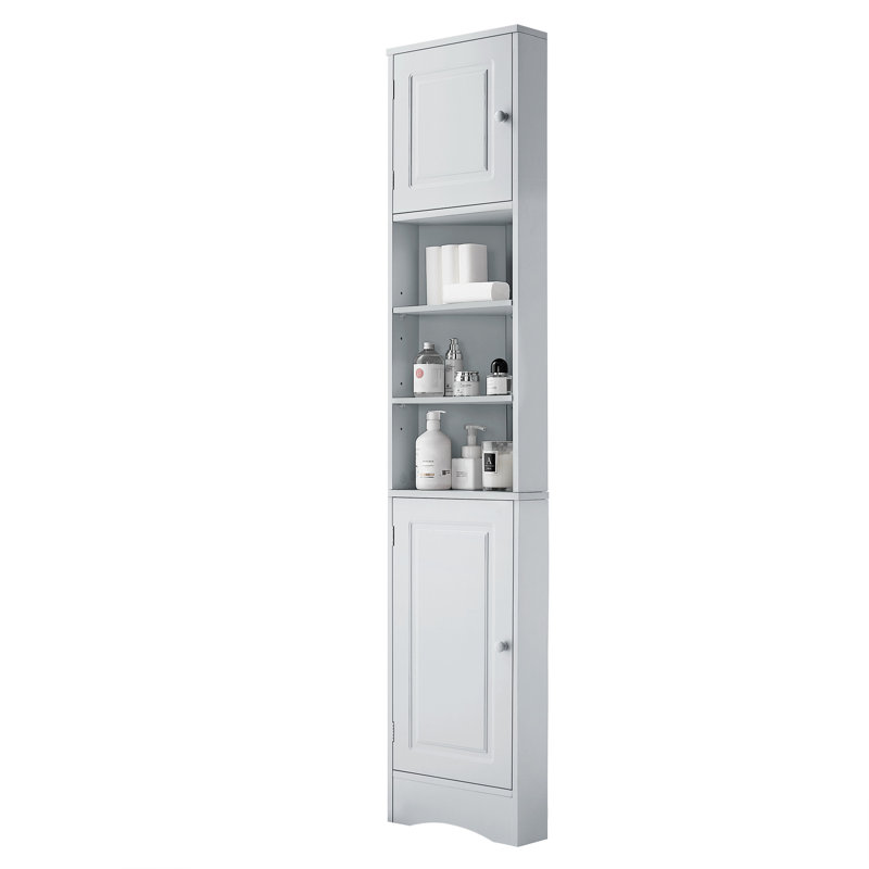 Grey Bathroom Storage Cabinet With Adjustable Shelves And Efficient Options Multi-Functional In Open Space, Gray