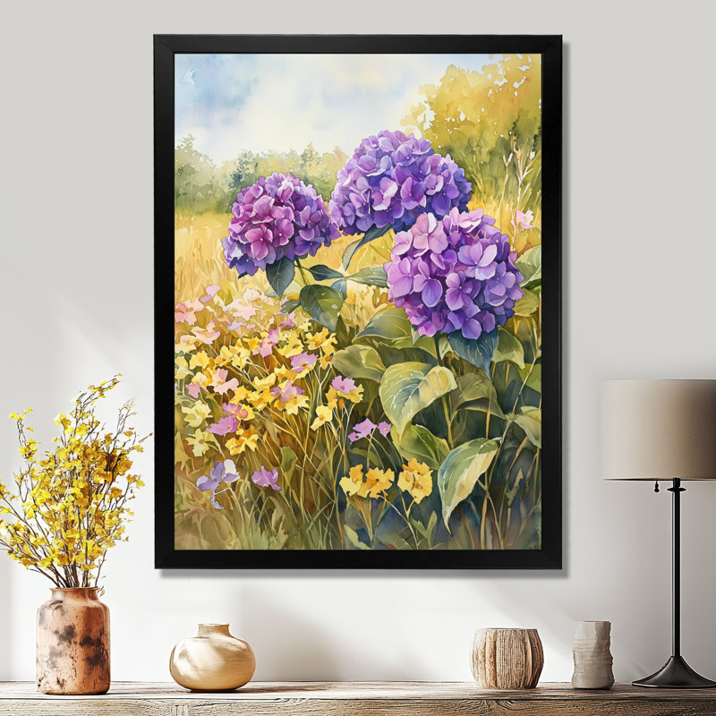 Hobson - Floral Wall Art Prints, H 44 po x l 34 po, Noir, noir, noir, noir, Reproduction encadrée d'une seule photo