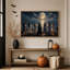 Sept femmes en robes tenant des bougies sous une toile murale d'Halloween-179001812