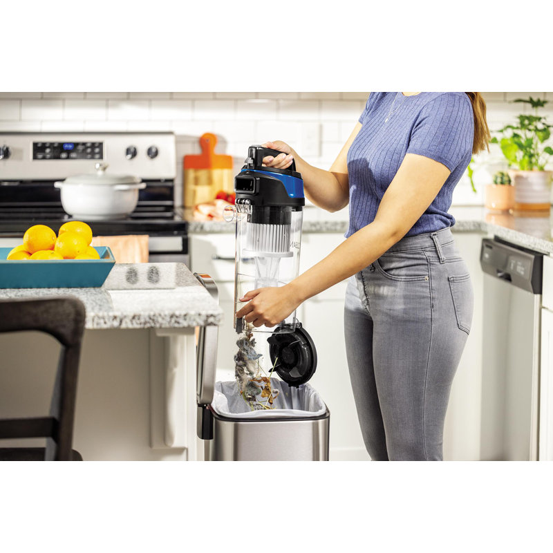 Black and Blue Upright Bagless Vacuum Cleaner with HEPA Filter