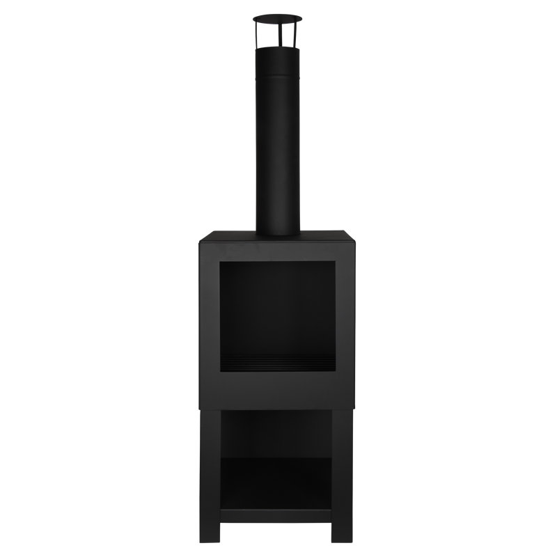 Square Terrace Heater with Wood Store, Black