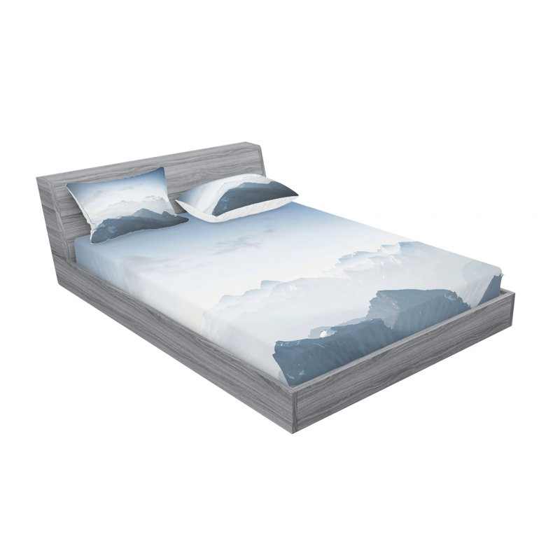 Ensemble de draps photo Foggy Scenic Morning in Rock Mountain, Taies d'oreiller pour grand lit