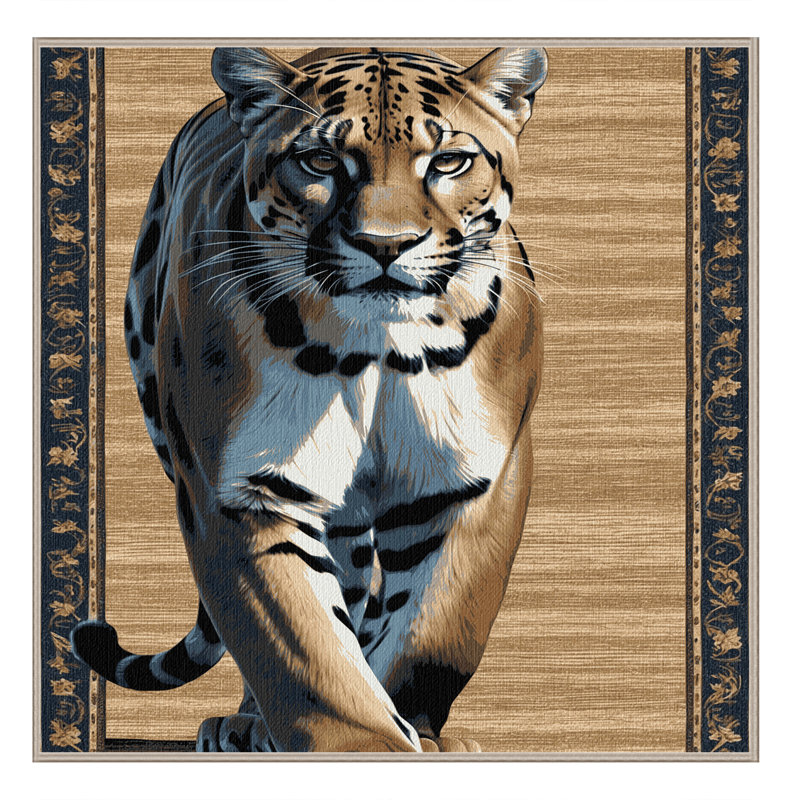  Washable Florida Panther Big Cats Area Rug, Rond 5 pi