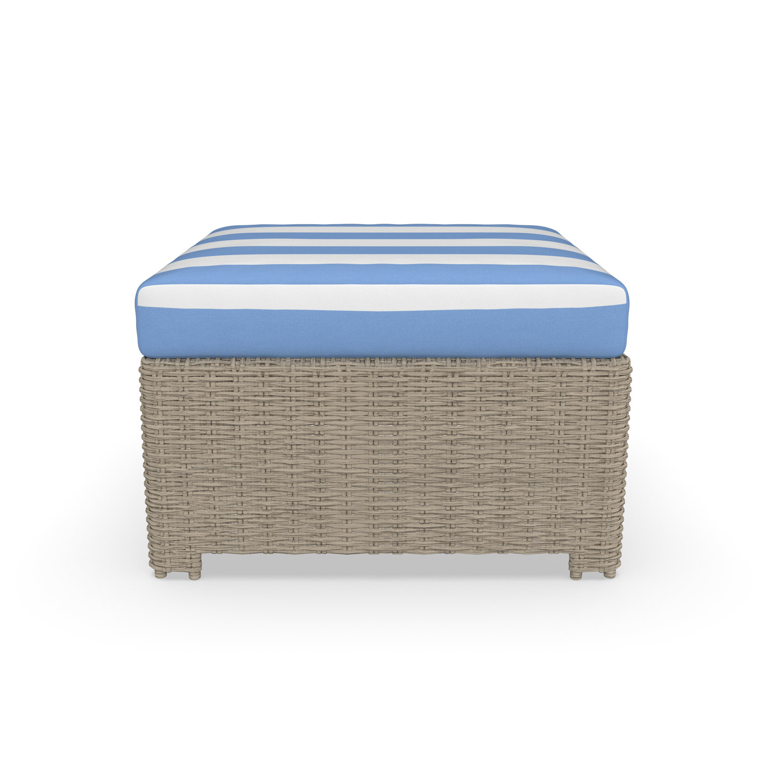 Outdoor Ottoman With Sunbrella Cushions, Refuge Ocean