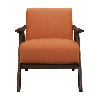 Modern Accent Seat In Orange: Solid Wood Frame, Walnut Finish Cover Chair Orange Color: Finish, Foam Padding
