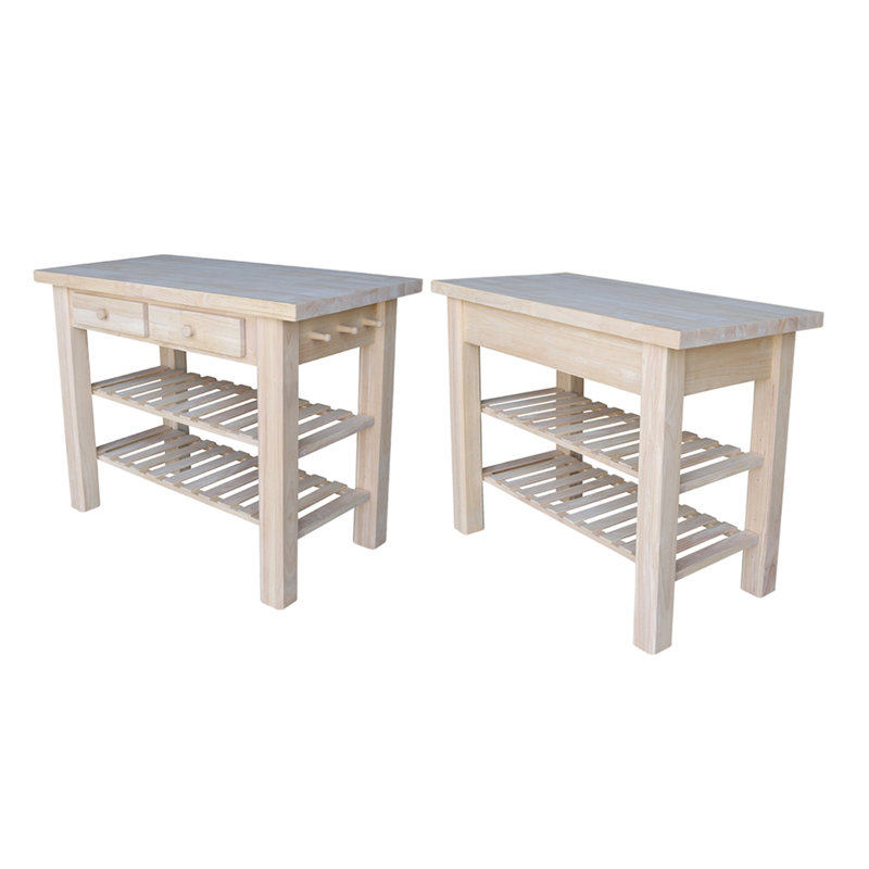 Supranowitz Kitchen Island with Butcher Block Top