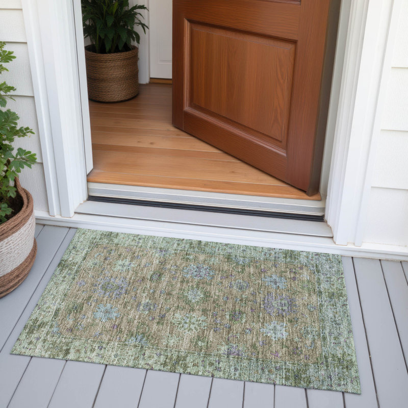 Machine Washable Indoor/Outdoor Xhevrie Brown Rug, Rectangle 1'8" x 2'6"
