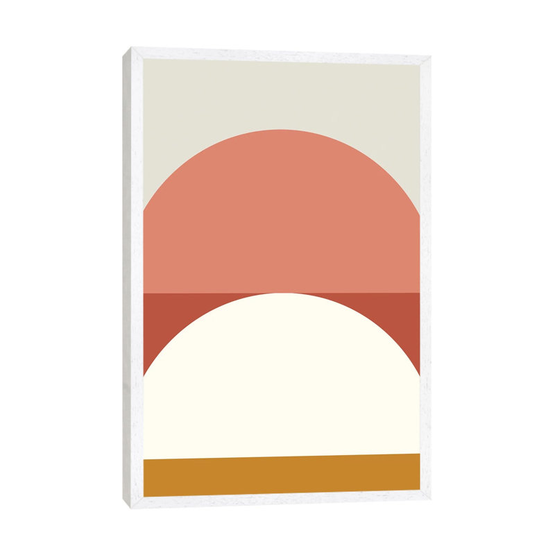 Geometric - Print on Canvas, Silver/White/Orange, White Framed, 66.04 cm H x 45.72 cm W