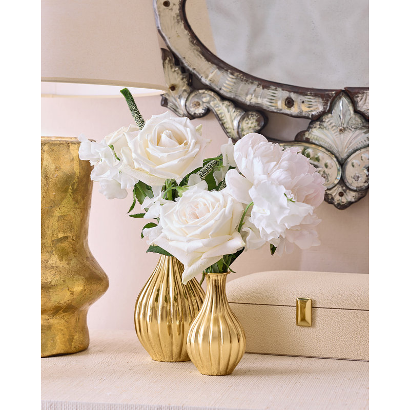 Reine Bud Vase, Brass, 6.2" H x 3.8" W x 3.8" D