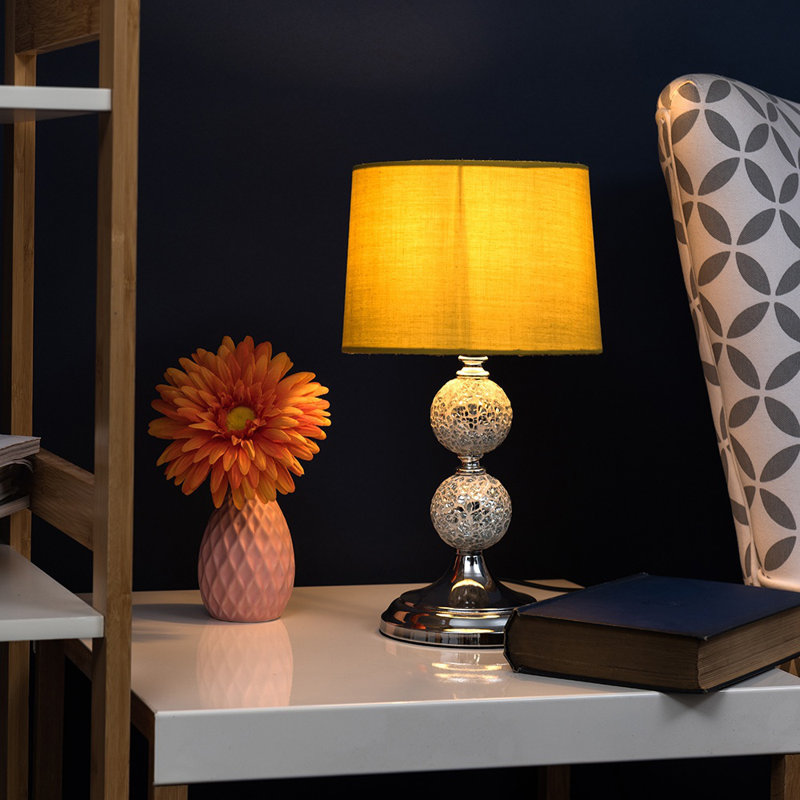 Korbin Glass Bedside Table Lamp, Mustard, LED Bulb