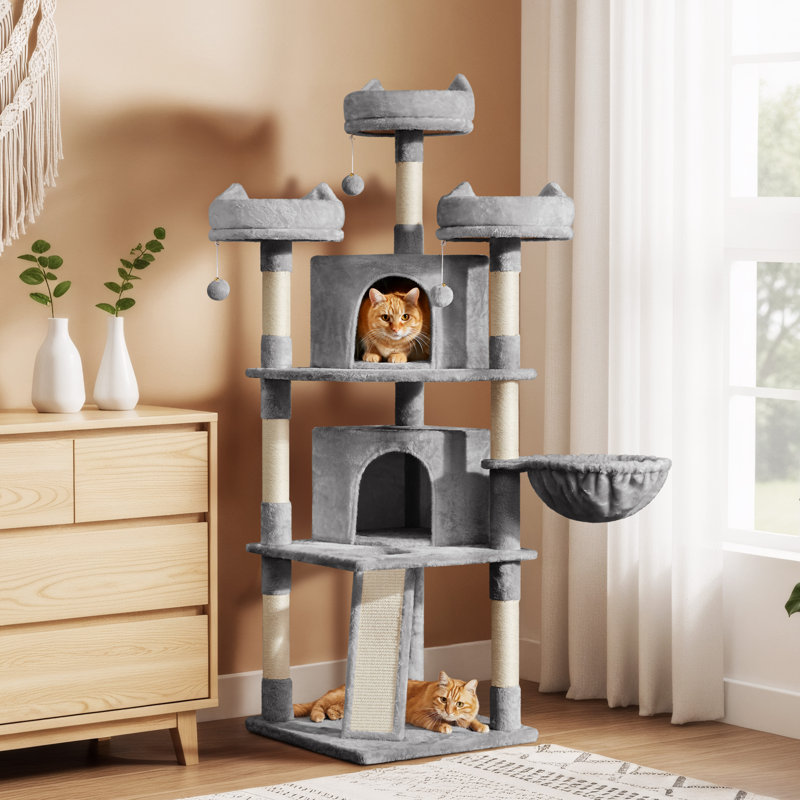 444.5cm H Cat Tree, Light Grey