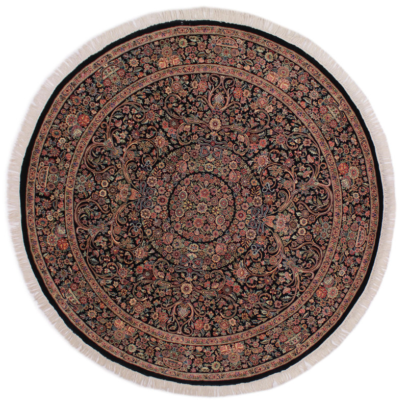Tapis oriental en laine rose ovale fabriqué à la main et noué à la main de 8 pi 1 po x 8 pi 3 po Bellwood