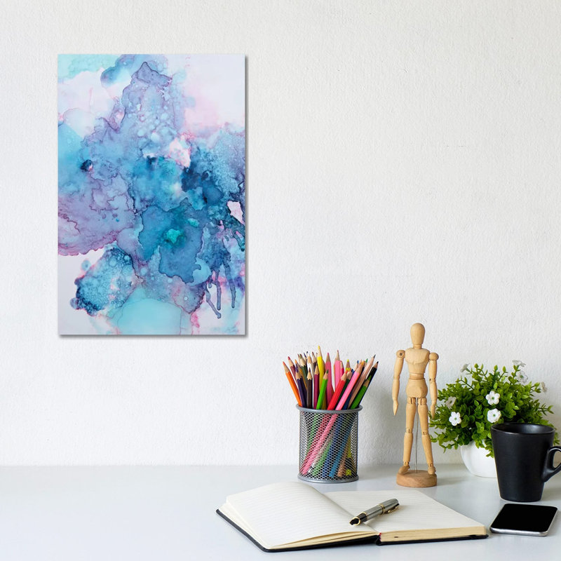 Blue Flowers 1 Piece Wrapped Canvas Wall Art, 20.32 cm H x 30.48 cm W
