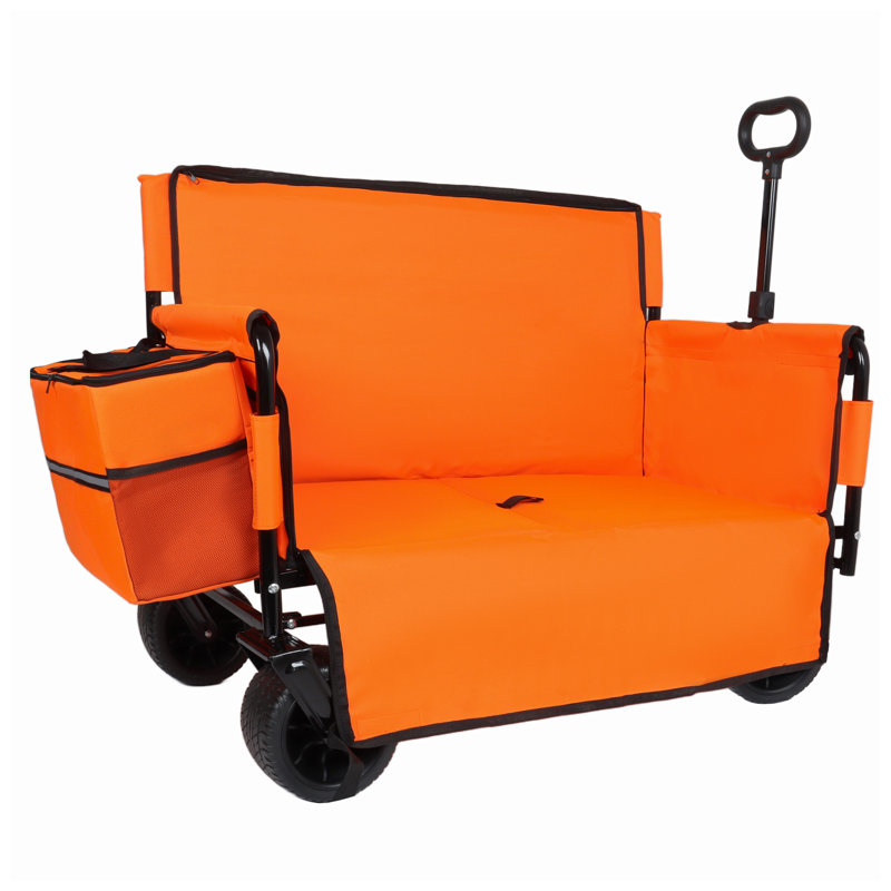 Chariot de chariot pliant robuste avec siège - Chariot de jardin tout-terrain d'une capacité de 500 lb pour le camping, la plage et les sports