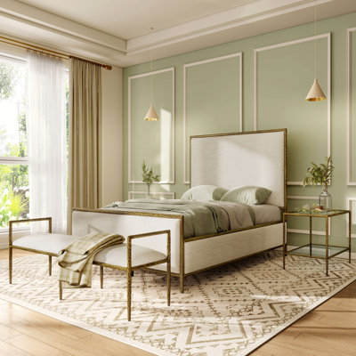 Lalia Modern Hammered Metal 4-Piece Bedroom Set