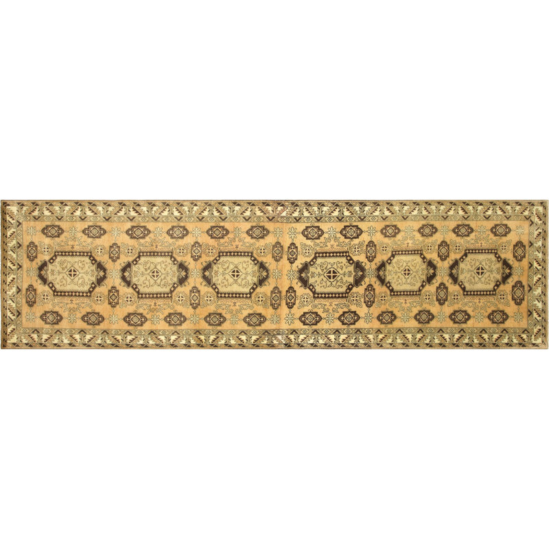 One-of-a-Kind Hand-Knotted 1960s 3'2" x 11'11" Runner Wool Area Rug in Beige