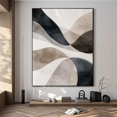 «Soft Neutral Curve», art mural abstrait pour le salon ou la chambre à coucher - «Assemblage requis du cadre (cadre non fini)»