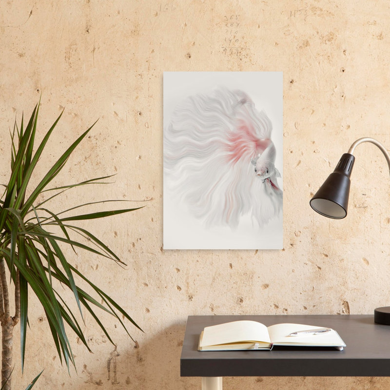Graceful White Betta Delicate Dreamy Elegant Fish Nature Wall Art Print by Andi Halil - Print, 60.96cm H x 40.64cm W