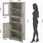Armoire de cuisine de 67 po de hauteur, armoire de salle de bain avec portes en verre et tablette réglable-130375962