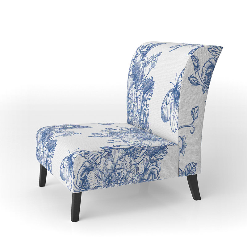 Fauteuil de chambre d'appoint Blue Flowers And Butterflies II