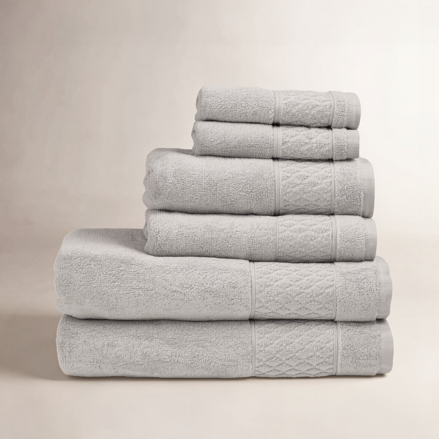 Annaleice 6-Piece Cotton Towel Set, Glacier Gray