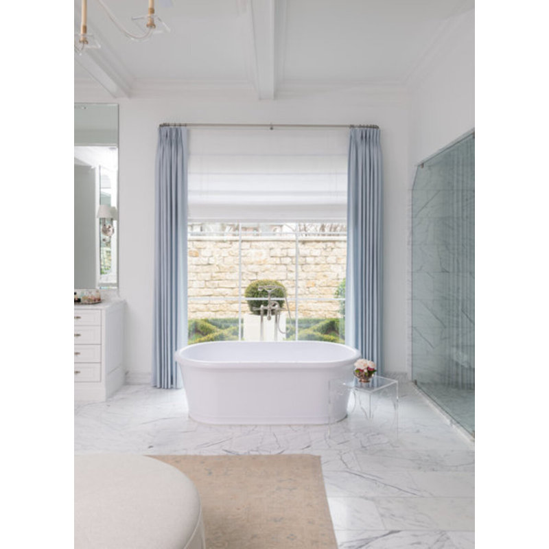 Tribeca 67.5'' L Freestanding Soaking Bathtub, Matte White, Satin Nickel