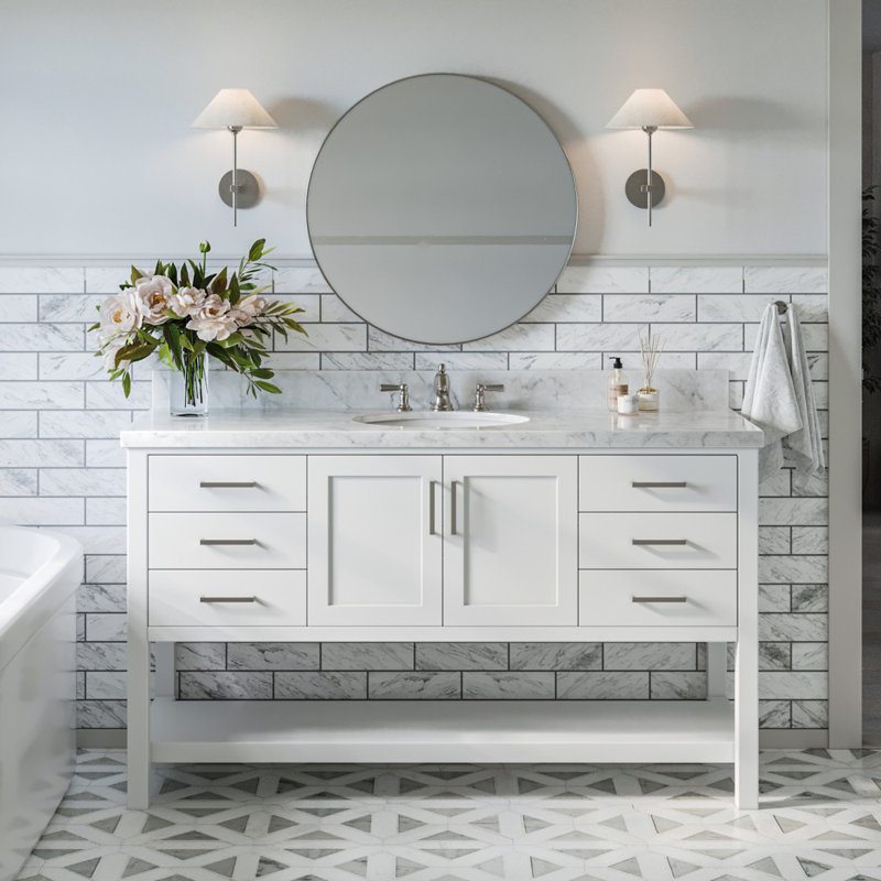 Magnolia Bath Vanity Oval Basin S061SCWOV, White