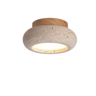 Japanese-style wabi-sabi yellow travertine ceiling light, Nordic minimalist style, versatile and full of ambiance in the entryway, hallway, balcony, and guest room.