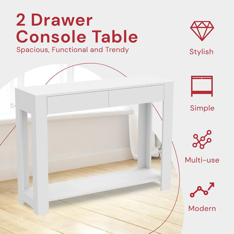 Console Tables For Entryway, Boho Console Table With Drawer And Shelf, Use As Doorway Table, Makeup Desk, Or Accent Furniture For Decorating Foyer, 12 X 40 X 30 Inches
