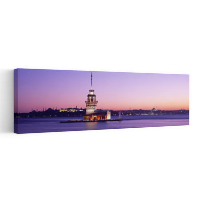 Sunset Lighthouse Istanbul Turkey by Murat Taner - Wrapped Canvas Panoramic Print