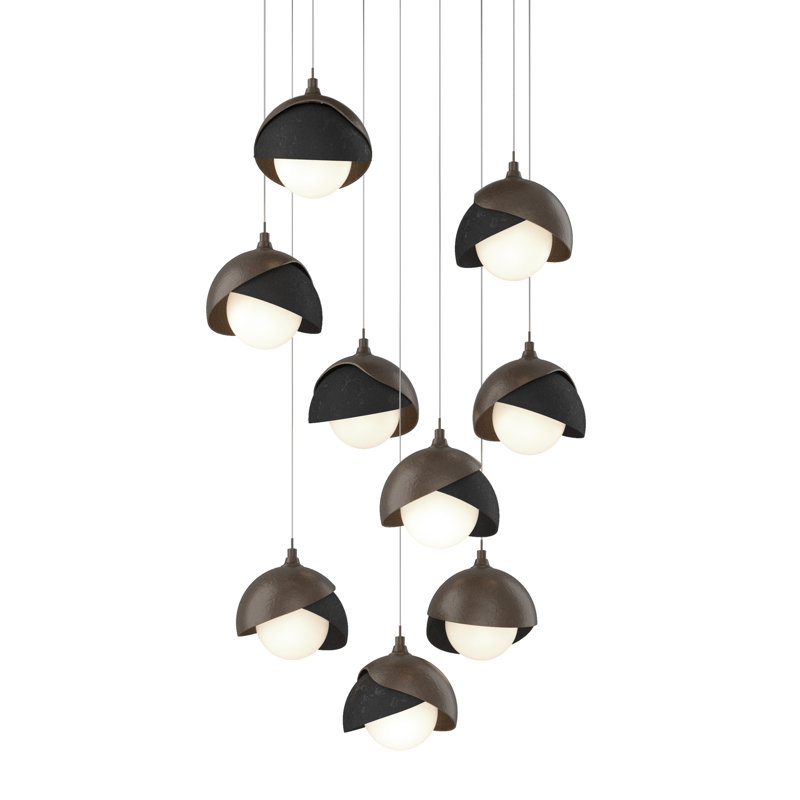 Luminaire suspendu géométrique à 9 lumières Brooklyn, H 10 po x l 20,5 po x P 20,5 po, Noir, Bronze