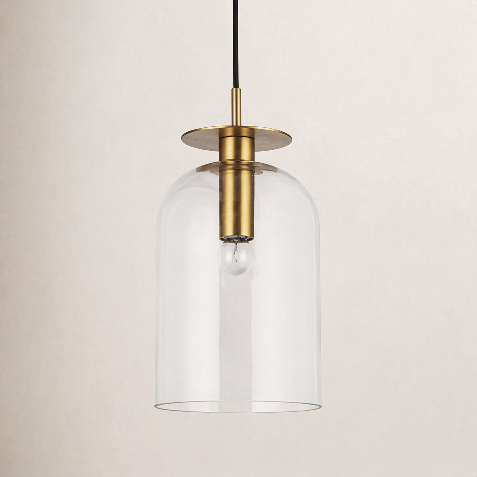 Delisa Single Light Glass Steel Pendant, Brushed Gold