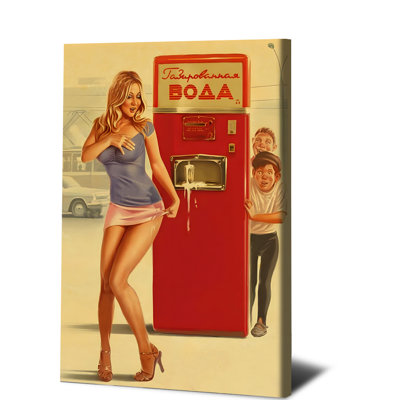 1PC Wall Arts Posters Framed,  Vintage Style Pin Up Girl Art Print with Retro Vending Machine Scene Wall Decor for Living Room Bedroom Office Nostalgic Poster Home Decoration Gift Idea for Art Enthusiasts and Collectors