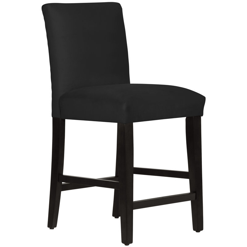 Tabouret de bar et de comptoir Hadrien, Tabouret de comptoir (siège d'une hauteur de 26 p, Velours performance noir classique